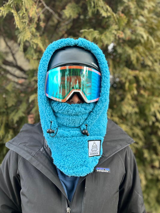 Neon Blue Sherpa Helmet Hood