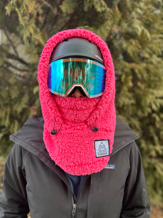 Neon Pink Sherpa Helmet Hood